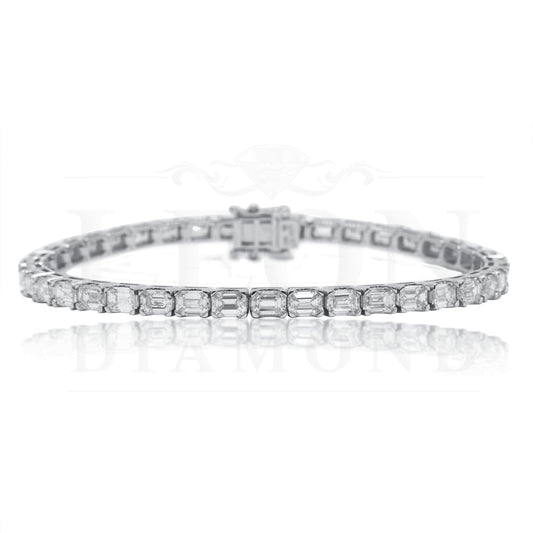 14K White Gold Emerald Cut Diamond Tennis Bracelet 12.62Ct Bracelets