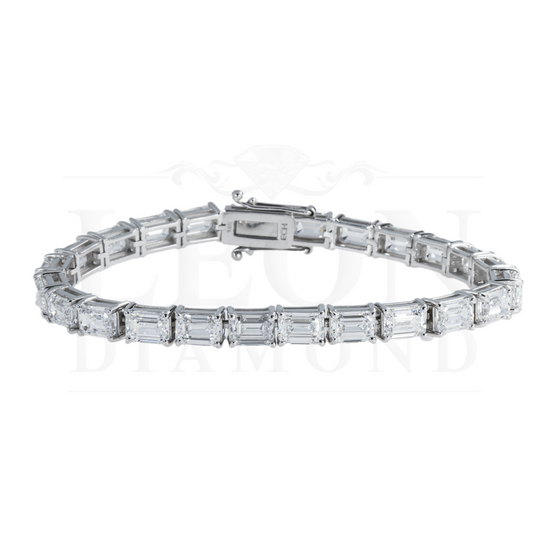 14K White Gold Emerald Cut Diamond Tennis Bracelet 24.21Ct Bracelets