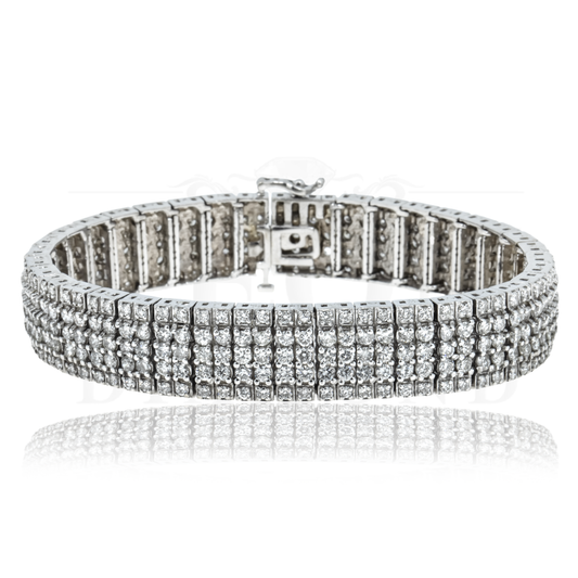 14K White Gold Five Row Round Diamond Tennis Bracelet 11.27Ct Bracelets