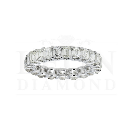 14K White Gold Half Round Emerald Cut Diamond Eternity Ring 3.27Ct Rings