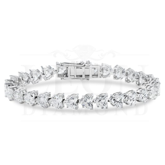 14K White Gold Heart Cut Diamond Bracelet 29.17Ct Bracelets