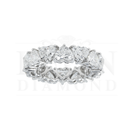 14K White Gold Heart Cut Diamond Eternity Ring 7.18Ct (Size 6-8) Rings