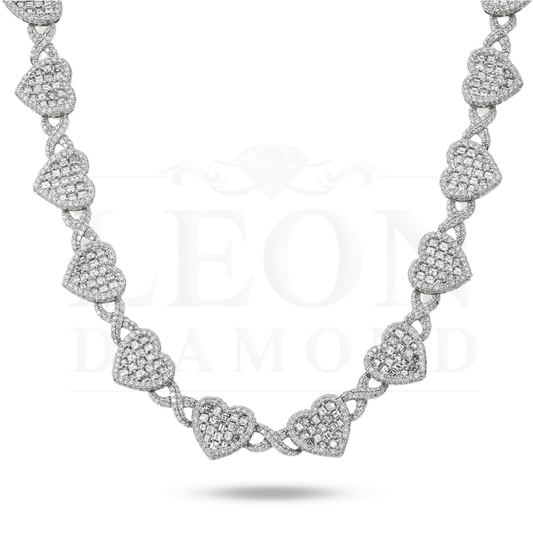 14K White Gold ’Infinite Love’ Asscher Cut Diamond Necklace 37.65Ct Chains