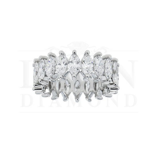 14K White Gold Marquise Cut Diamond Eternity Ring 4.39Ct (Size 6-7.5) Rings