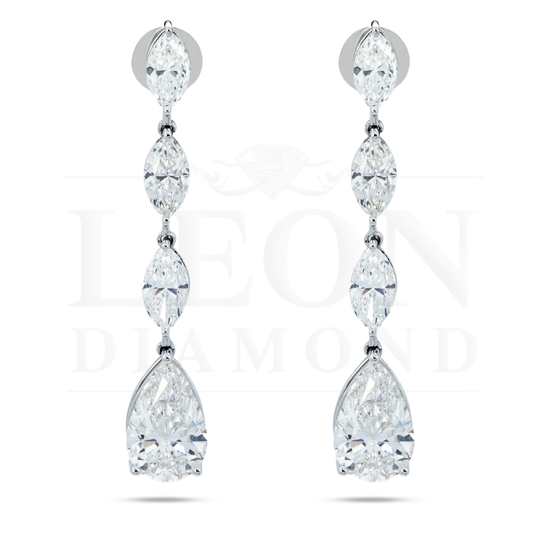 14K White Gold Marquise & Pear Cut Raindrop Earings 9.81Ctw Earrings