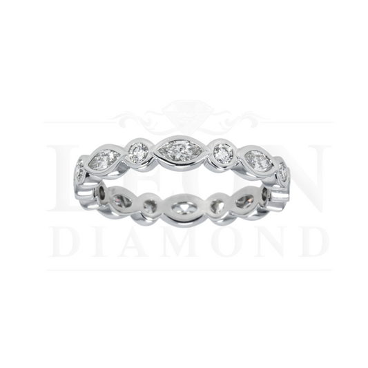 14K White Gold Marquise & Round Diamond Eternity Ring 0.80Ct (Size 6.25) Rings