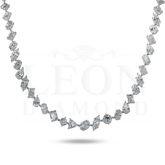 14K White Gold Multi Cut Diamond Necklace 70.71Ct Necklace