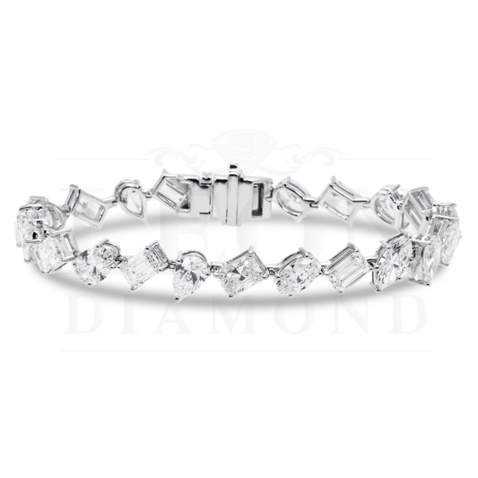 14K White Gold Multi Cut Diamond Satellite Bracelet 18.19Ctw Bracelets