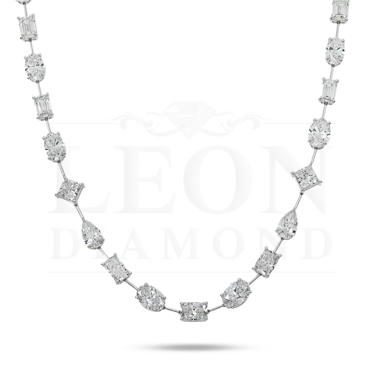 14K White Gold Multi Cut Diamond Satellite Necklace 45.82Ct Necklace