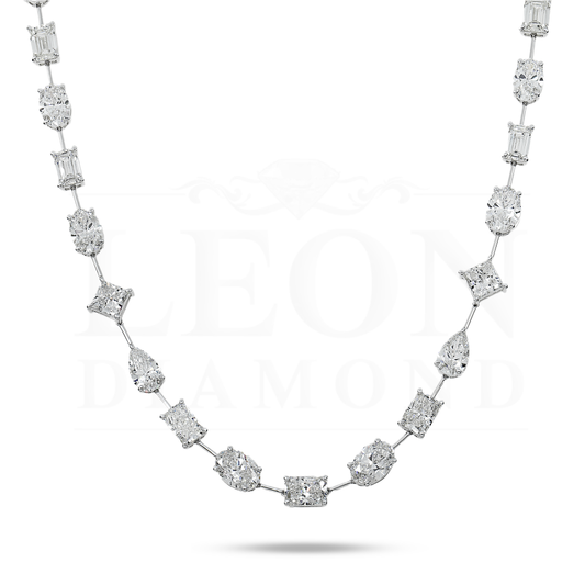 14K White Gold Multi Cut Diamond Satellite Necklace 45.82Ct Necklace