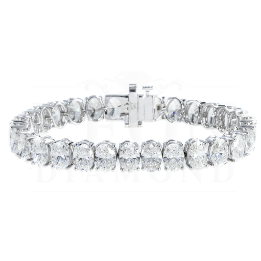 14K White Gold Oval Cut Diamond Bracelet 31.34Ct Bracelets