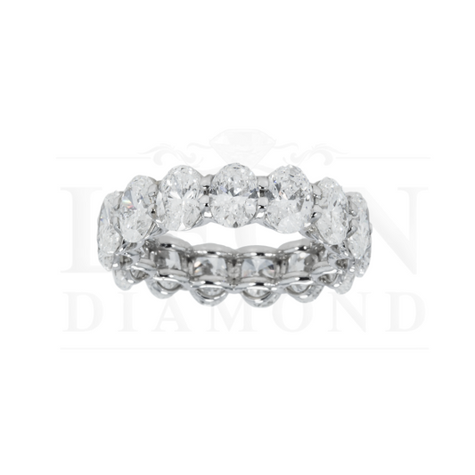 14K White Gold Oval Cut Diamond Eternity Ring 8.11Ct (Size 6) Rings