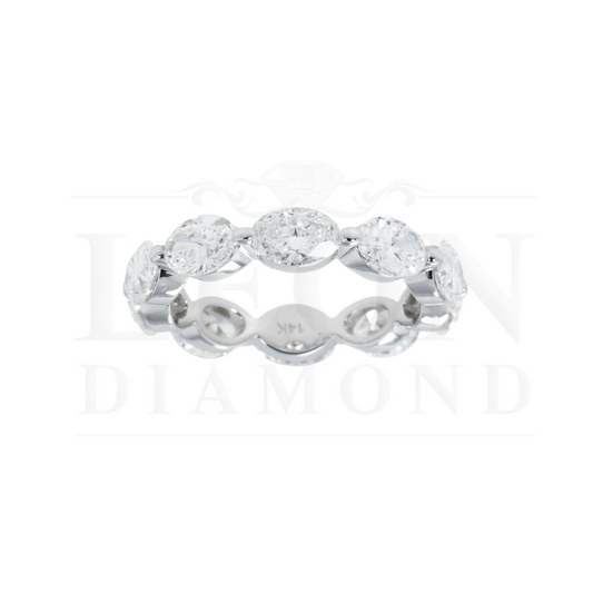 14K White Gold Oval Cut Diamond Satellite Eternity Ring 4.25Ct (Size 5.75) Rings