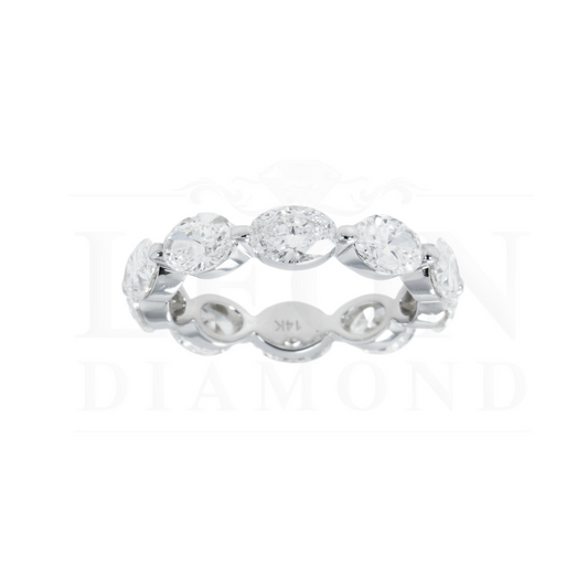 14K White Gold Oval Cut Diamond Satellite Eternity Ring 4.25Ct (Size 5.75) Rings