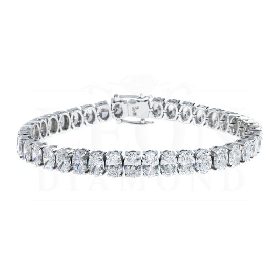 14K White Gold Oval Cut Diamond Tennis Bracelet 20.93Ct Bracelets