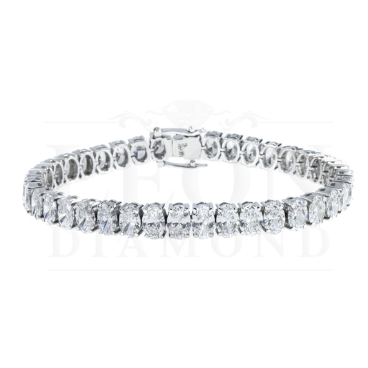 14K White Gold Oval Cut Diamond Tennis Bracelet 20.93Ct Bracelets