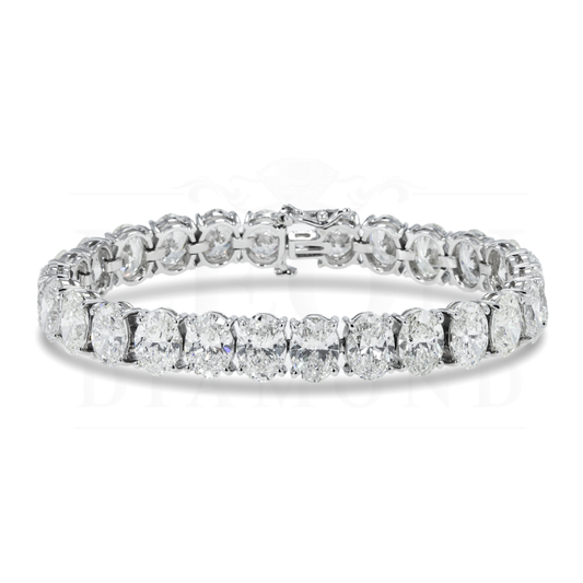 14K White Gold Oval Cut Diamond Tennis Bracelet 40.44Ct Bracelets