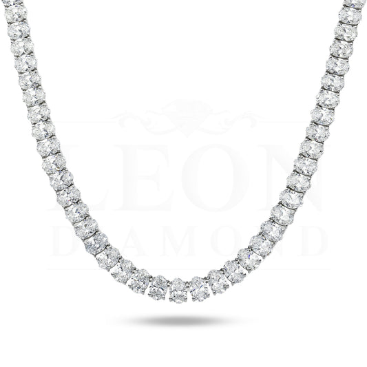 14K White Gold Oval Cut Diamond Tennis Chain 99.50Ct Chains