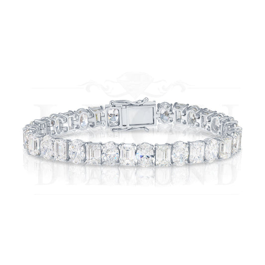 14K White Gold Oval & Emerald Cut Diamond Bracelet 33.13Ctw Bracelets