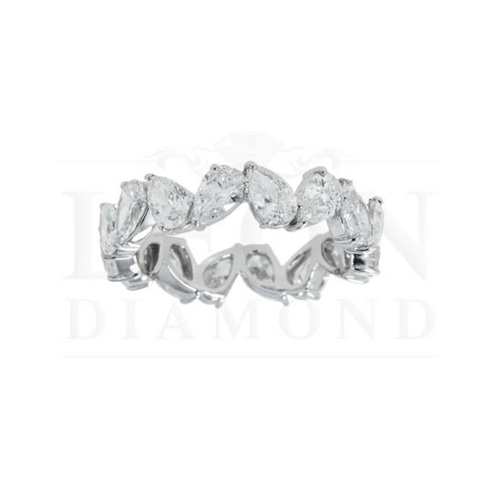 14K White Gold Pear Cut Diamond Eternity Ring 3.56Ct (Size 6.5) Rings