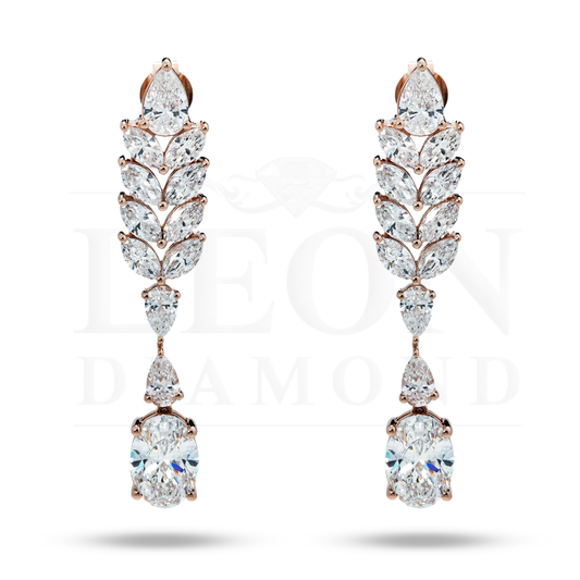 14K White Gold Pear & Oval Cut Diamond Drop Earrings 8.22Ct