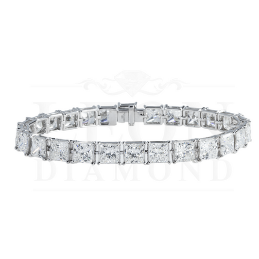 14K White Gold Princess Cut Diamond Tennis Bracelet 27.25Ct Bracelets