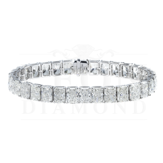 14K White Gold Radiant Cut Diamond Tennis Bracelet 33.09Ct Bracelets