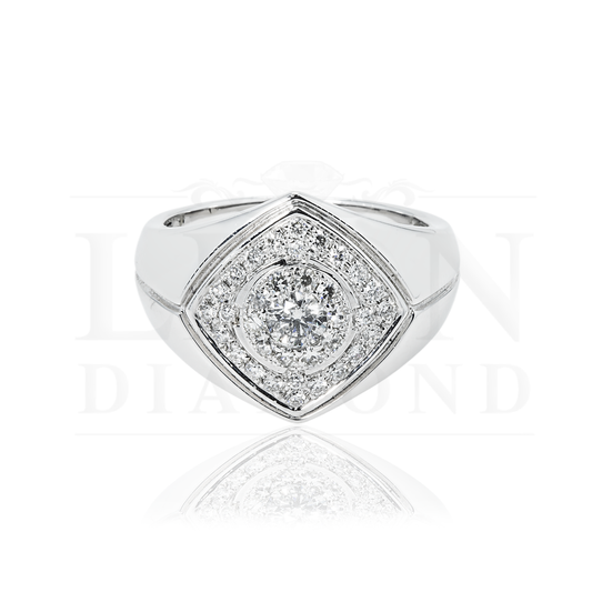 14K White Gold Round Diamond Cluster Ring 0.92Ct Rings