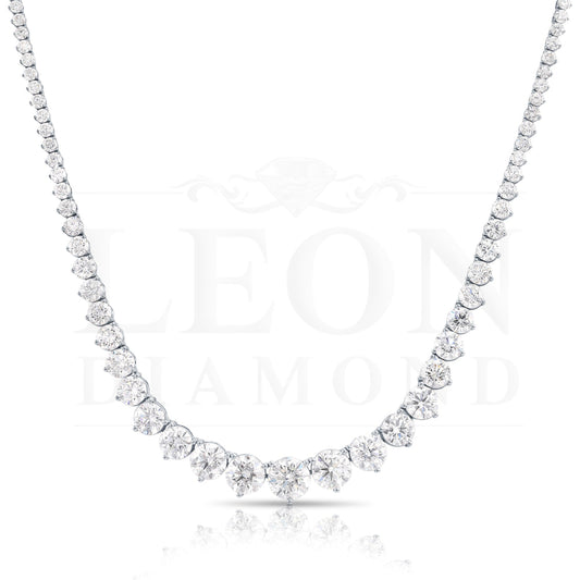 14K White Gold Round Diamond Graduated Tennis Chain 22.96Ct Necklace