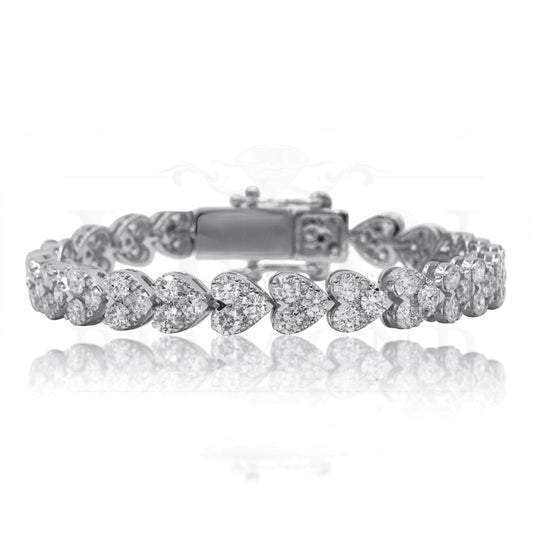 14K White Gold Round Diamond Heart Shaped Bracelet 15.38Ct Bracelets