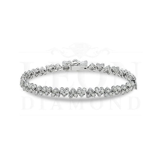 14K White Gold Round Diamond Heart Shaped Bracelet 8.90Ct Bracelets