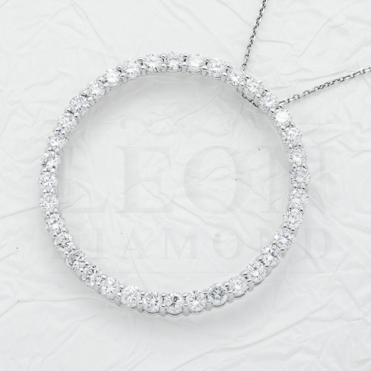 14K White Gold Round Diamond Karma Circle Necklace 6.0Ct Necklace