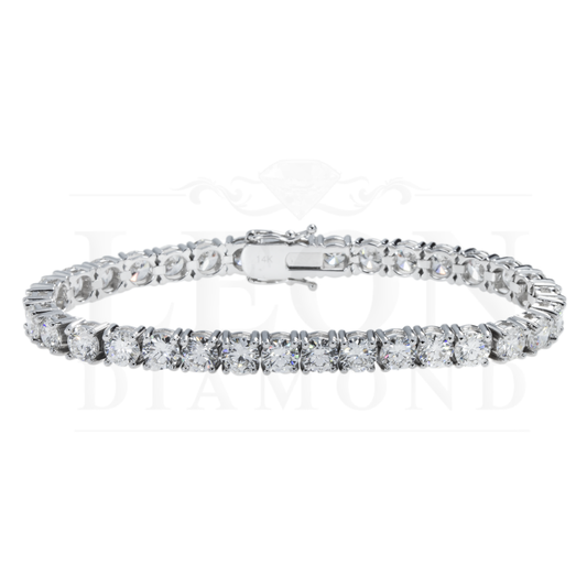 14K White Gold Round Diamond Tennis Bracelet 14.20Ct Bracelets