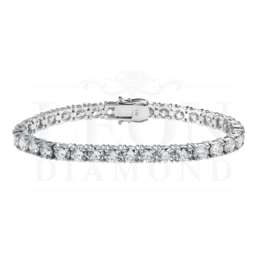 14K White Gold Round Diamond Tennis Bracelet 14.80Ct Bracelets