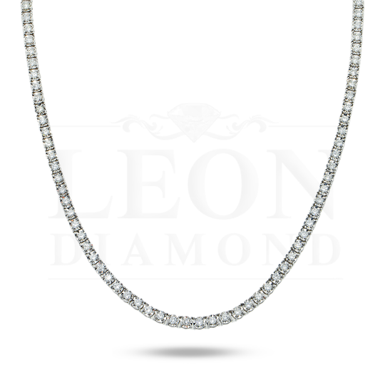 14K White Gold Round Diamond Tennis Chain 6.16Ct (18’’) Chains