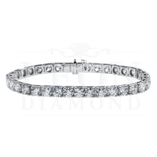 14K White Gold Round Diamond Tennnis Bracelet 14.98Ct Bracelets