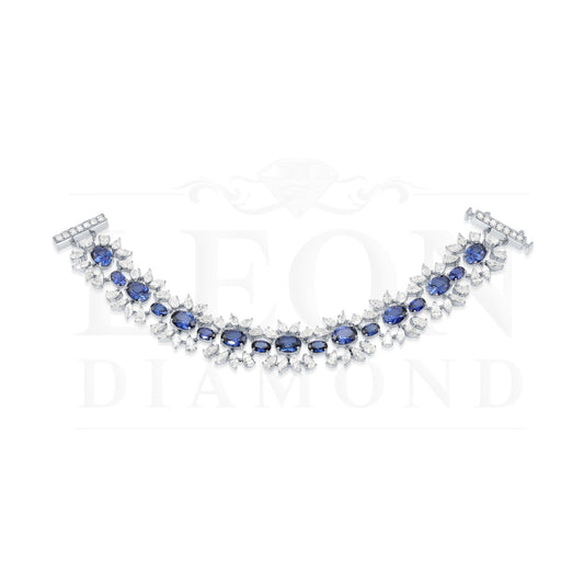 14K White Gold Sapphire & Diamond Bracelet 28.41Ctw Bracelets