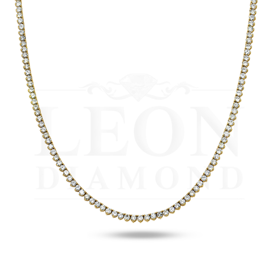 14K Yellow Gold 3- Prong Round Diamond Tennis Chain 26.17Ct Chains