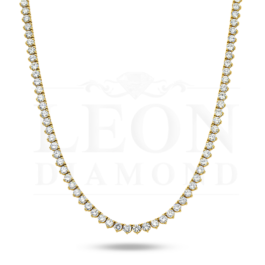 14K Yellow Gold 3-Prong Round Diamond Tennis Chain 33.50Ct Chains