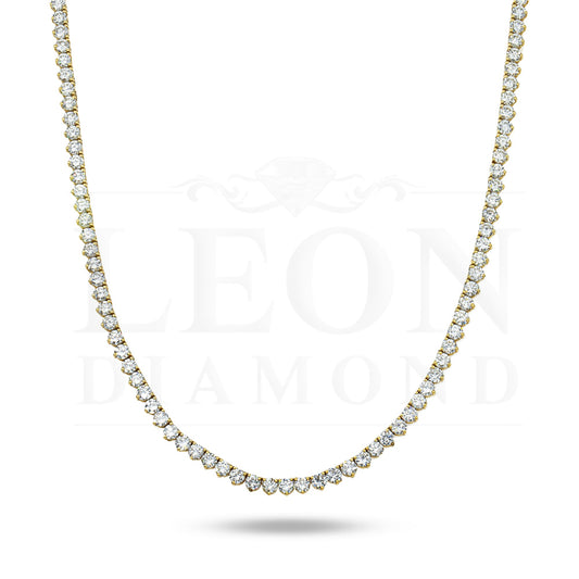 14K Yellow Gold 3-Prong Round Diamond Tennis Chain 47.10Ct Chains