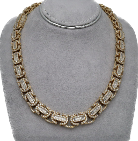 14K Yellow Gold Baguette Link Diamond Chain 24.45Ct Chains