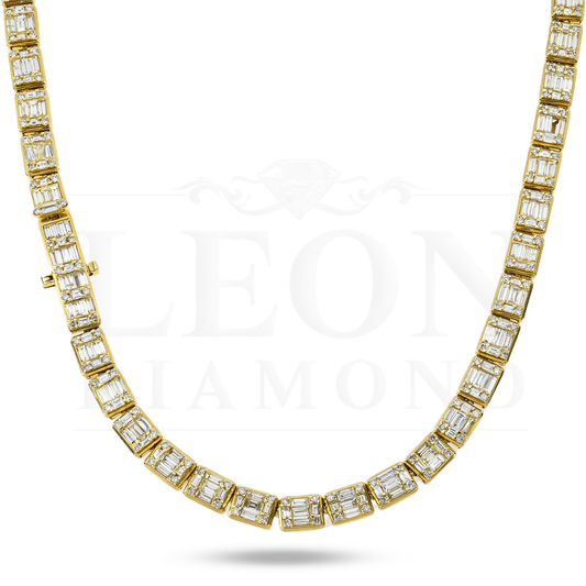 14K Yellow Gold Baguette & Round Diamond Chain 22.33 Chains