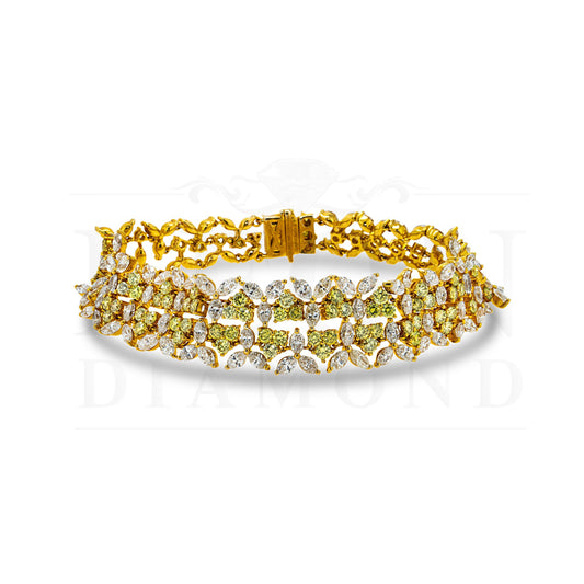 14K Yellow Gold Marquise & Round Cut Fancy Diamond Bracelet 17.01Ct Bracelets