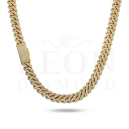 14K Yellow Gold Round Diamond Cuban Link Chain 22.0Ct Chains