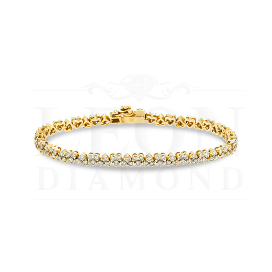 14K Yellow Gold Round Diamond Heart Shaped Bracelet 4.37Ct Bracelets