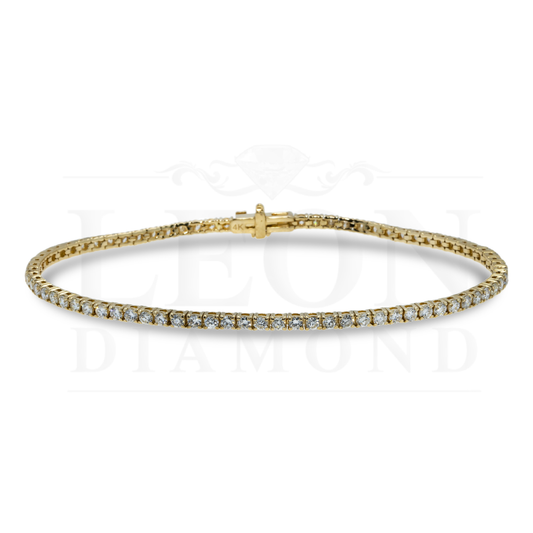 14K Yellow Gold Round Diamond Tennis Bracelet 3.0Ct Bracelets