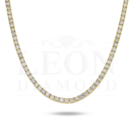 14K Yellow Gold Round Diamond Tennis Chain 53.50Ct Chains