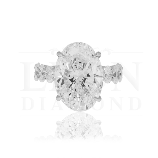 18K White Gold 10Ct Oval Cut Diamond Engagement Ring 12.70Ctw Bridal