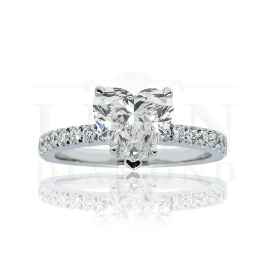 18K White Gold 2.04Ct Heart Cut Diamond Engagement Ring 2.41Ctw Bridal