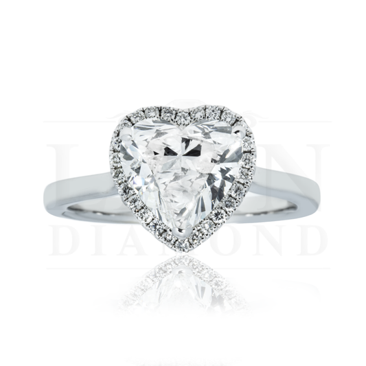 18K White Gold 2.36Ct Heart Cut Diamond Engagement Ring 2.52Ctw Bridal